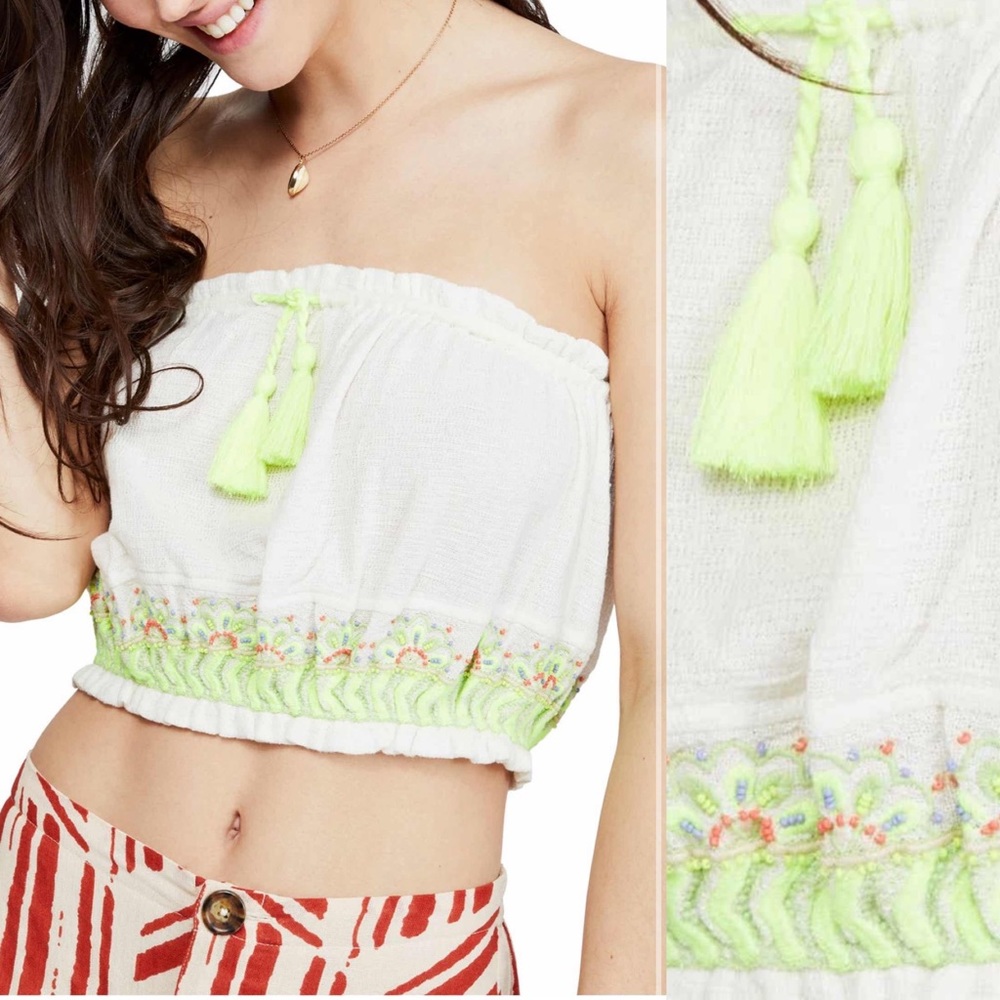 Free People No More Tiers Tube Top embroidered